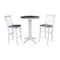 International Concepts Round 30 in Rd Pedestal Bar Ht Table, 2 X-Back Bar Ht Stools, White/Heather Gray, 30 in W, 30 in L K05-30RT-27B-S6133-2 - alternate 1